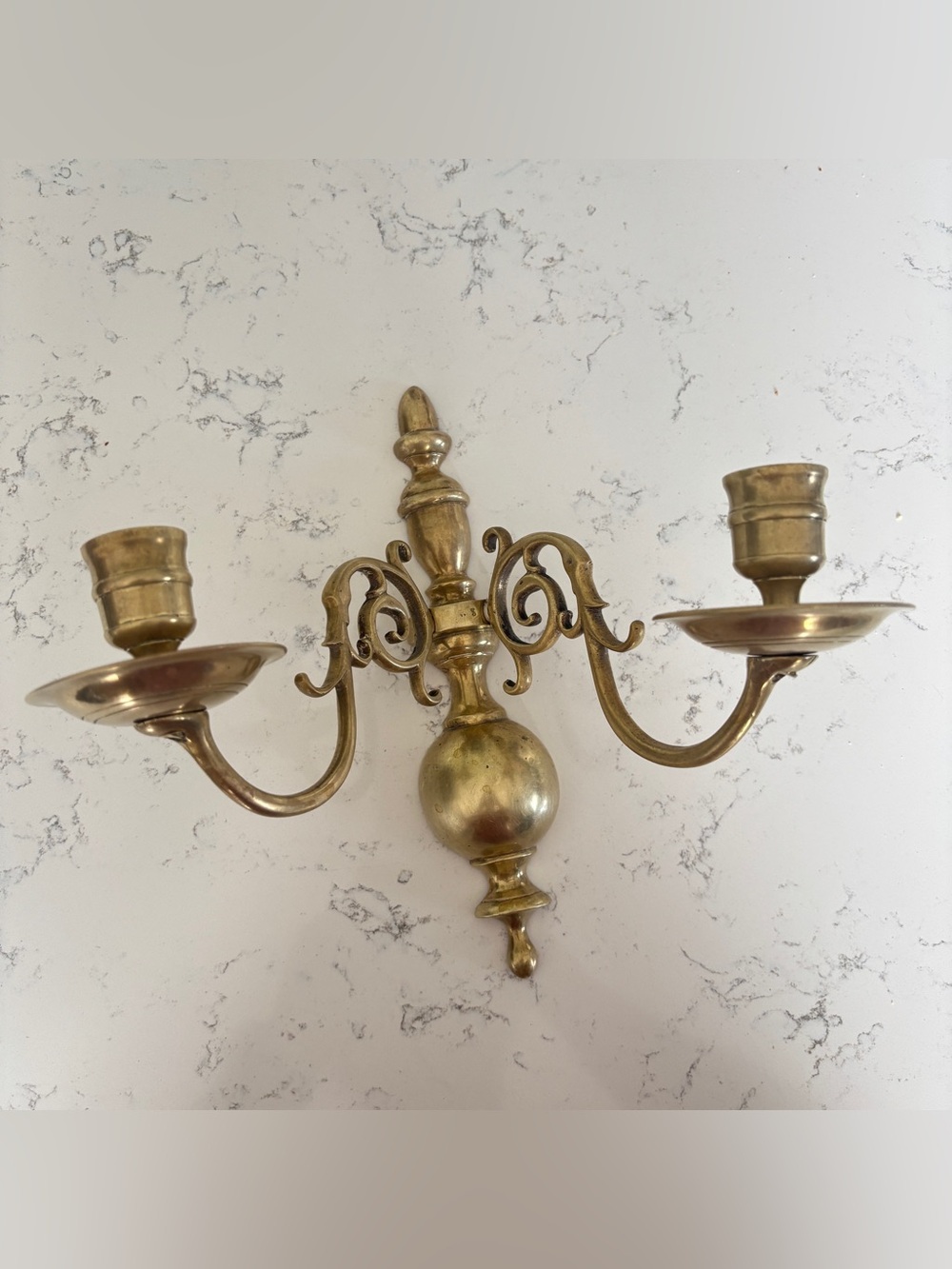 Vintage Ornate Victorian Style Brass Scroll Double Candle Holder Wall Sconce
